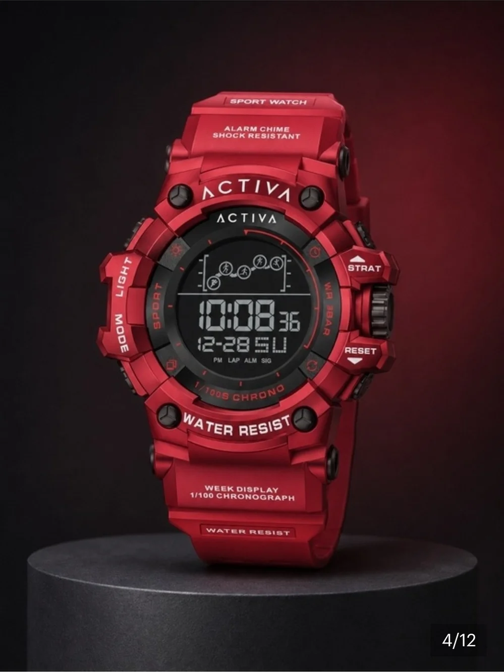 ACTIVA X INVICTA NWT Red Unisex Digital Sport Watch 50mm - Water Resistant